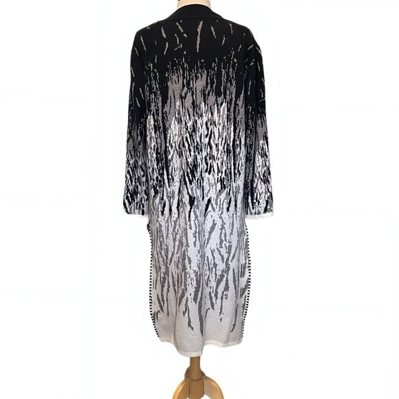 Simply Couture Monochrome Long Knit Sweater Duster Cardigan Boho Chic Size Large - Picture 6 of 11